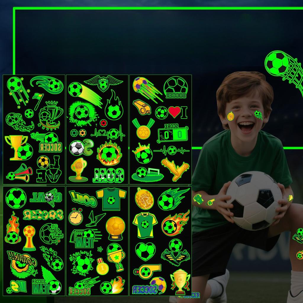Luminous football tattoo sticker World Cup club event fan carnival party temporary face sticker