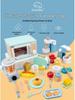 Kids' Wooden Kitchen Pretend Play Set with Oven, Toaster & Waffle Toys