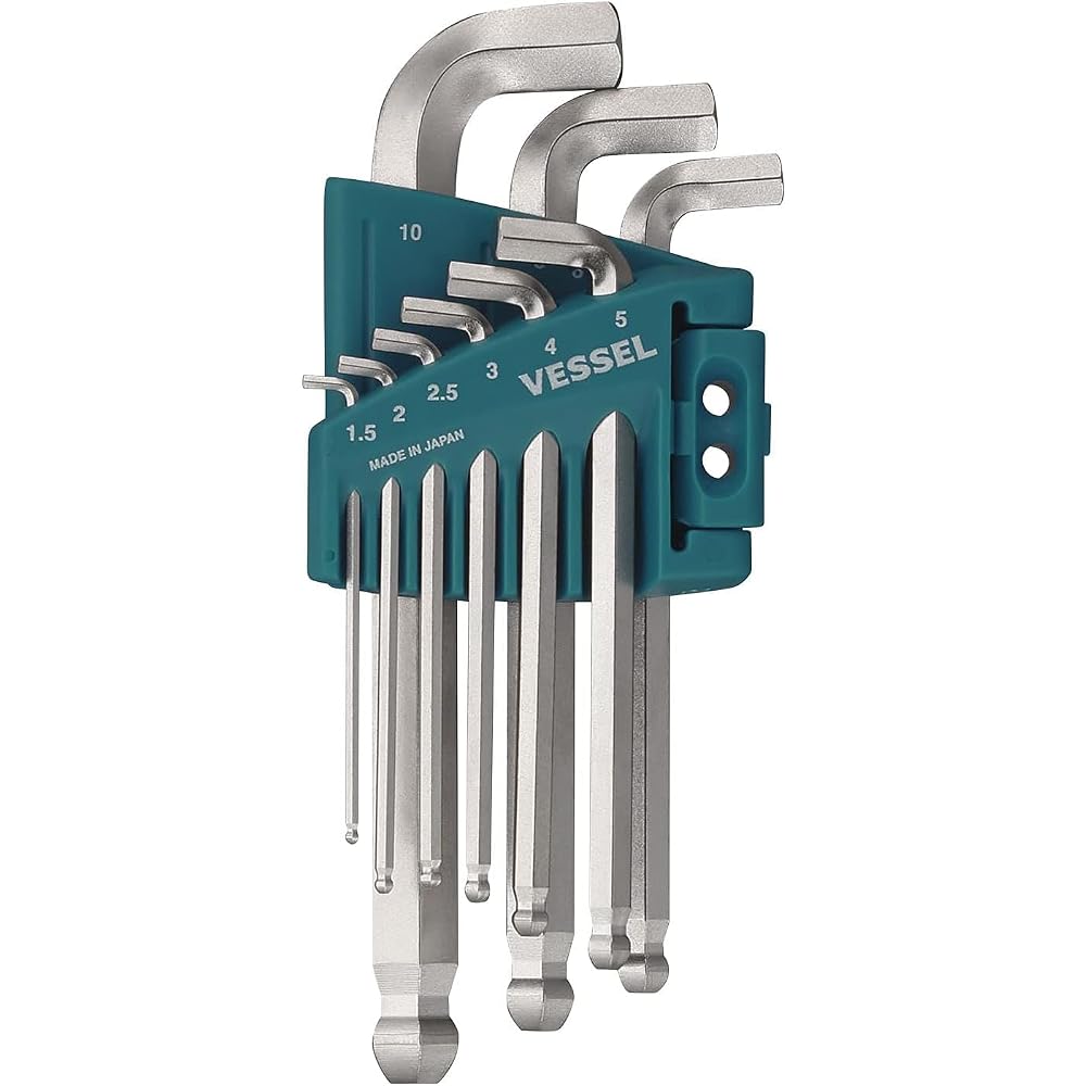 VESSEL Ball-Point Hex L-Key Wrench, Stubby (Short Type), 9-Piece Set No. 8209BP-SU 8209BPSU