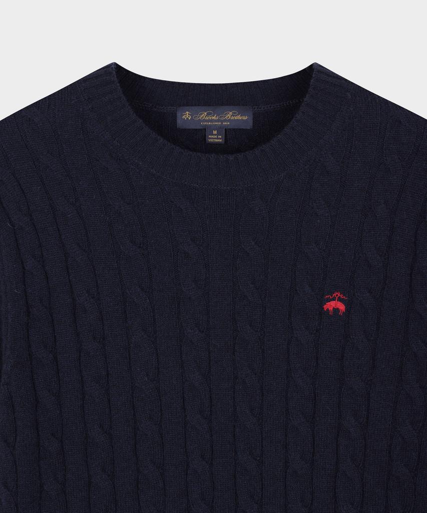 BROOKS BROTHERS [Heritage] Wool Cashmere Cable Sweater (Navy) (Bbwrmhg411)