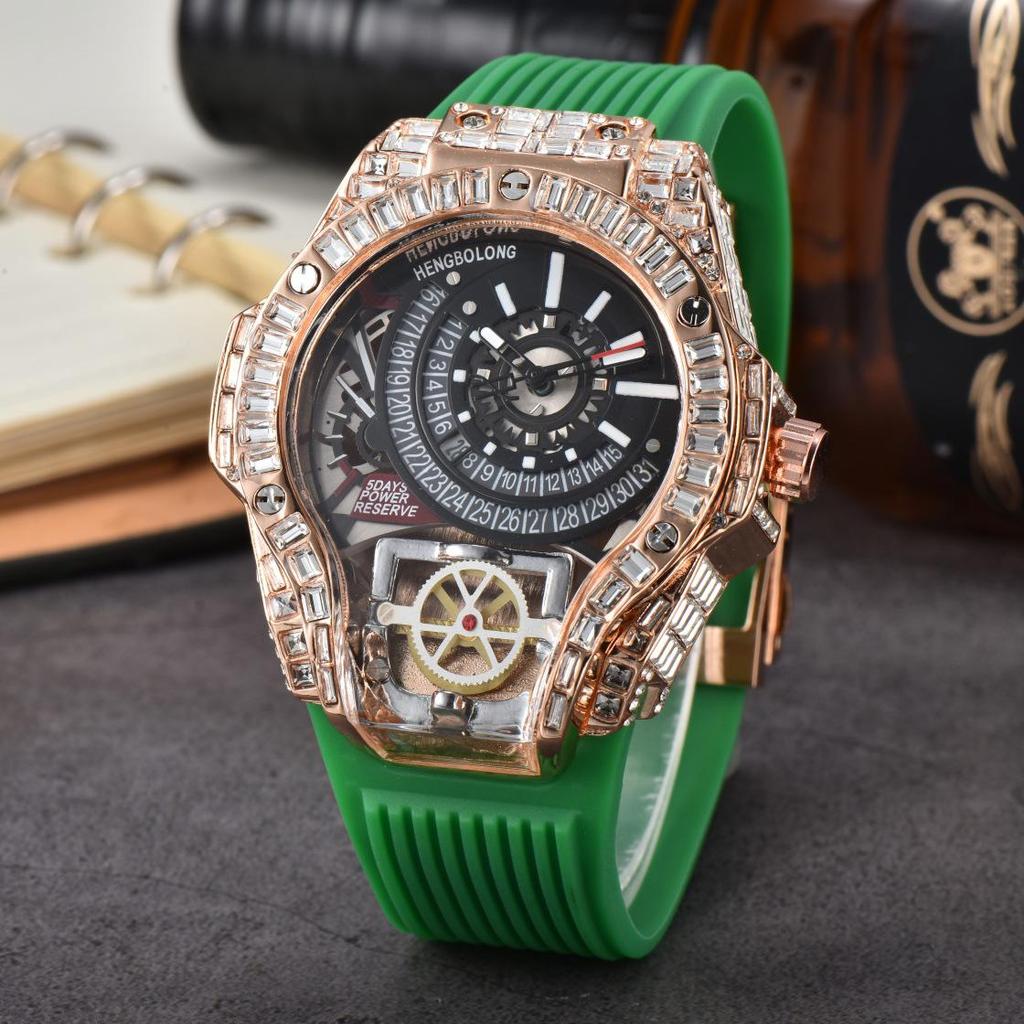 Men's Quartz Watch with Three-Needle Design, Sports Style, Irregular Full Diamond Shape, Similar to Jason Statham's Watch in Warcraft.
