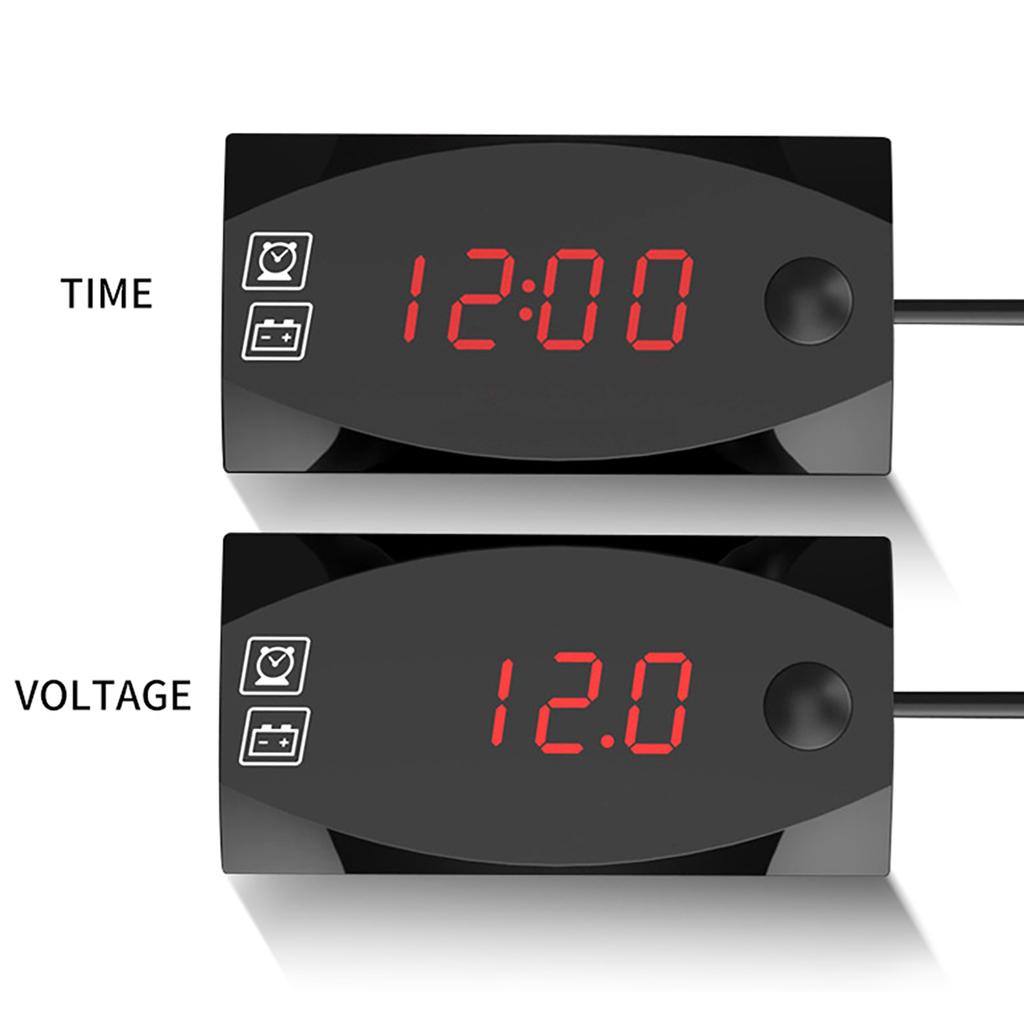 Multifunktionale Motorrad Voltmeter Wasserdichte Elektronische Uhr Anzeige 2in1 LED Meter Rot