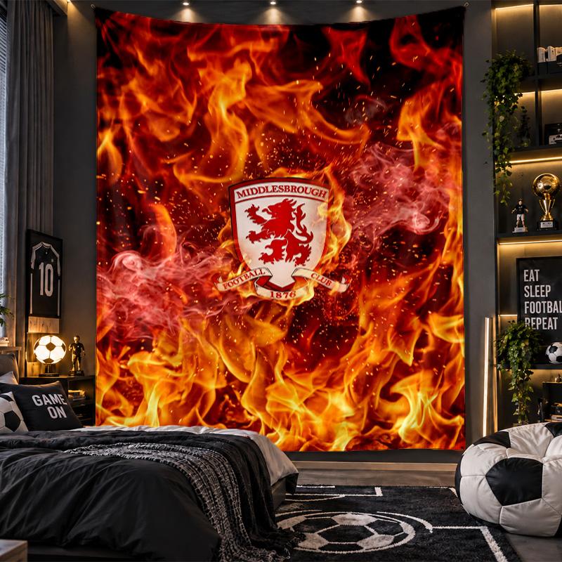 Wall Hanging Tapestry Middlesbrough Football Print Cloth for Living Room Bedroom Home Decor