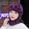 Woman Autumn Winter Warm Hat Otter Rabbit Fur Hat Versatile Ear Protection Cap Knitted Fur Hat Scarf Set