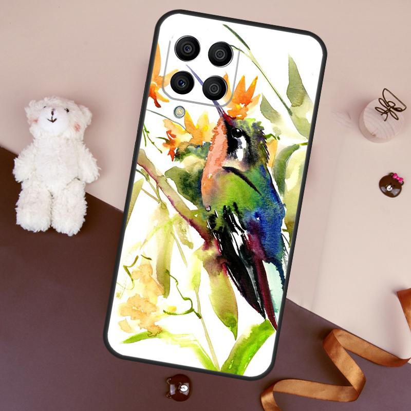 Kolibri och Blommor Fodral För Samsung Galaxy M36 M55 M35 M15 M56 M16 M54 M14 M34 M31 M11 M13 M53 M12 M32 M52 M06
