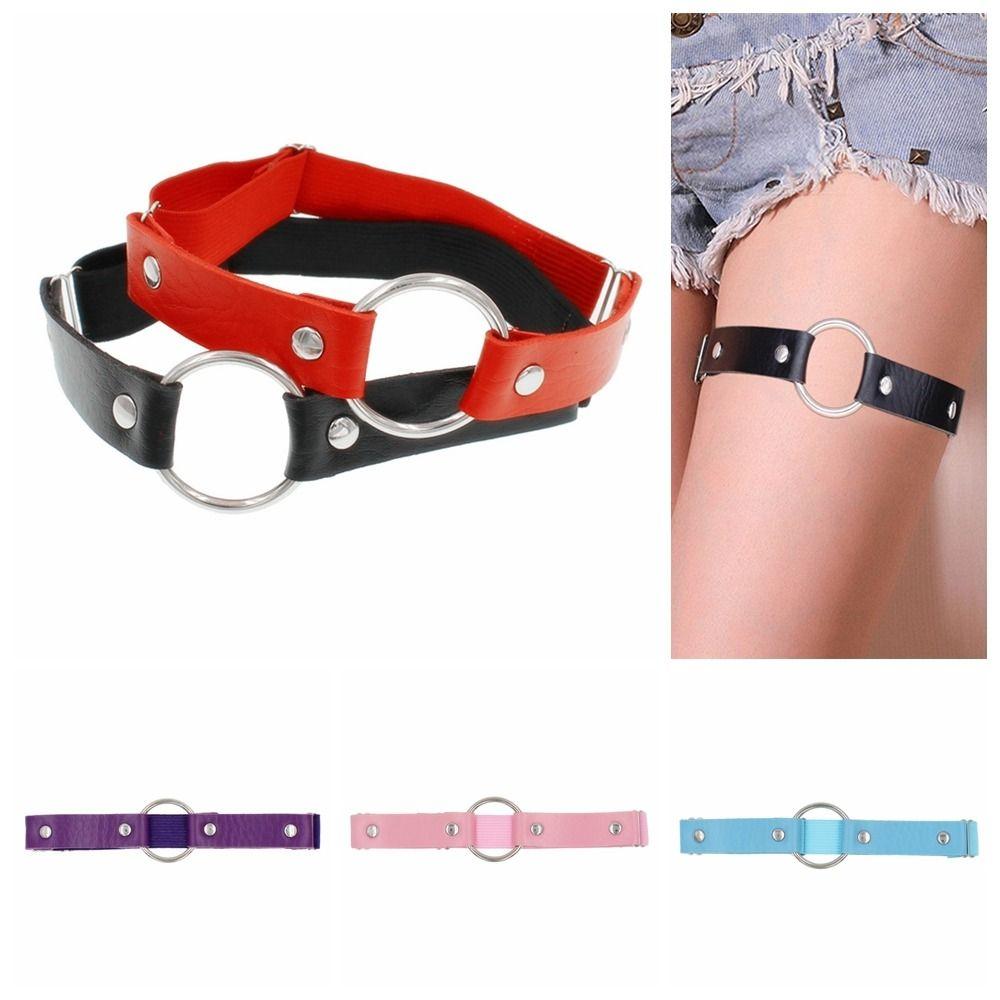

Leather Garter Belt Round Leg Decoration Rivet Punk Elastic Leg Loop Girl