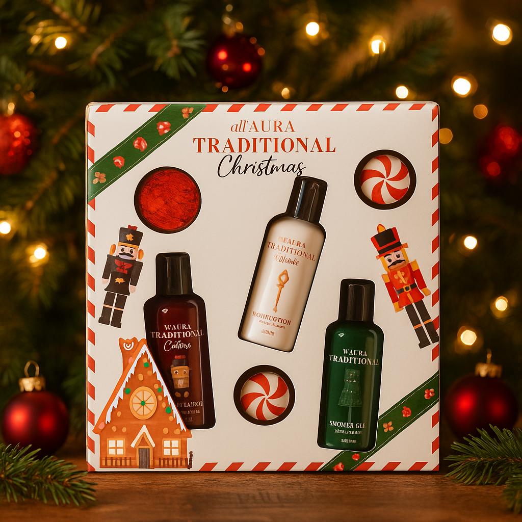 All'Aura X-Mass Bath Set Shower Gel 100ml, Body Balm 100ml, Bath Foam 100ml, Bath Bomb 2 X 15g, Body Wash