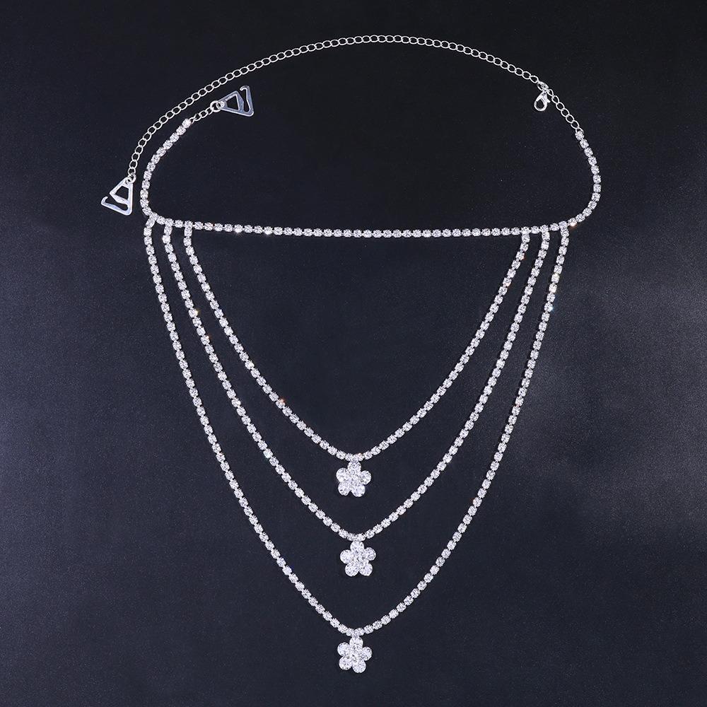 1pcs Rhinestone Shoulder Chain Flower Bra Underwear Strap Sexy Body Chains  Women