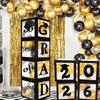 4 Pcs 2026 Graduation Balloon Boxes So Pround of You Black Balloon Box with Letters for Class of 2026 Grad Party Supplies