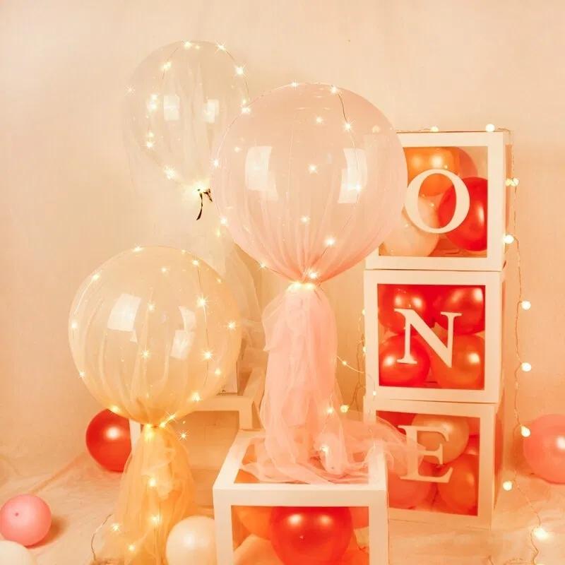 1Set Led Balloon With Column Stand Luminous Transparent Bobo Balloons Stand LED String Lights Wedding Birthday Party Decoration