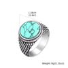 Vnox Stylish Sliver Plated Rings for Men Boys, Stainless Steel Geometric Natural Stone Signet Ring, Cool Jewelry Gifts for Him