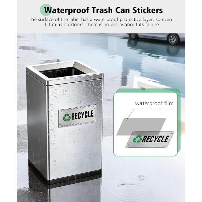 Trash and Recycle Stickers 8 Pack, Waterproof Recycle Sticker and Trash Stickers, Trash Bin Labels Combo for Home Indoor Outdoor Office Garbage Can