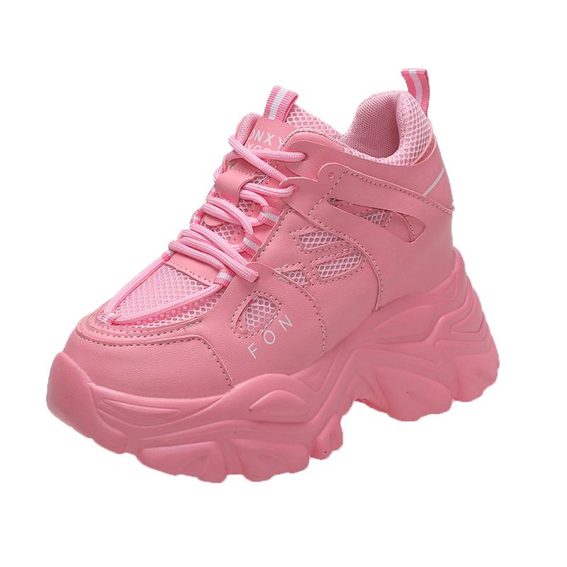 Mode Damen Chunky Sneakers 2025 Mode Plateau Sneakers Damen Marken Keile Freizeitschuhe für Frau Leder Sport Dad Schuhe 10cm