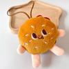 Creative Hamburger Name Tag Keychain Cute Name Sticker Plush Doll Child Anti-Lost Keyring School Bag Pendant For Children Gifts