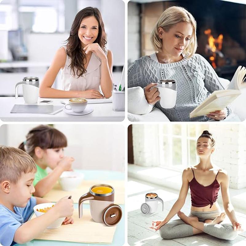 1 STK Tragbarer intelligenter automatischer Magnetrührbecher Wiederaufladbarer Edelstahl Fauler rotierender Becher Rührbecher Trinkwerkzeuge