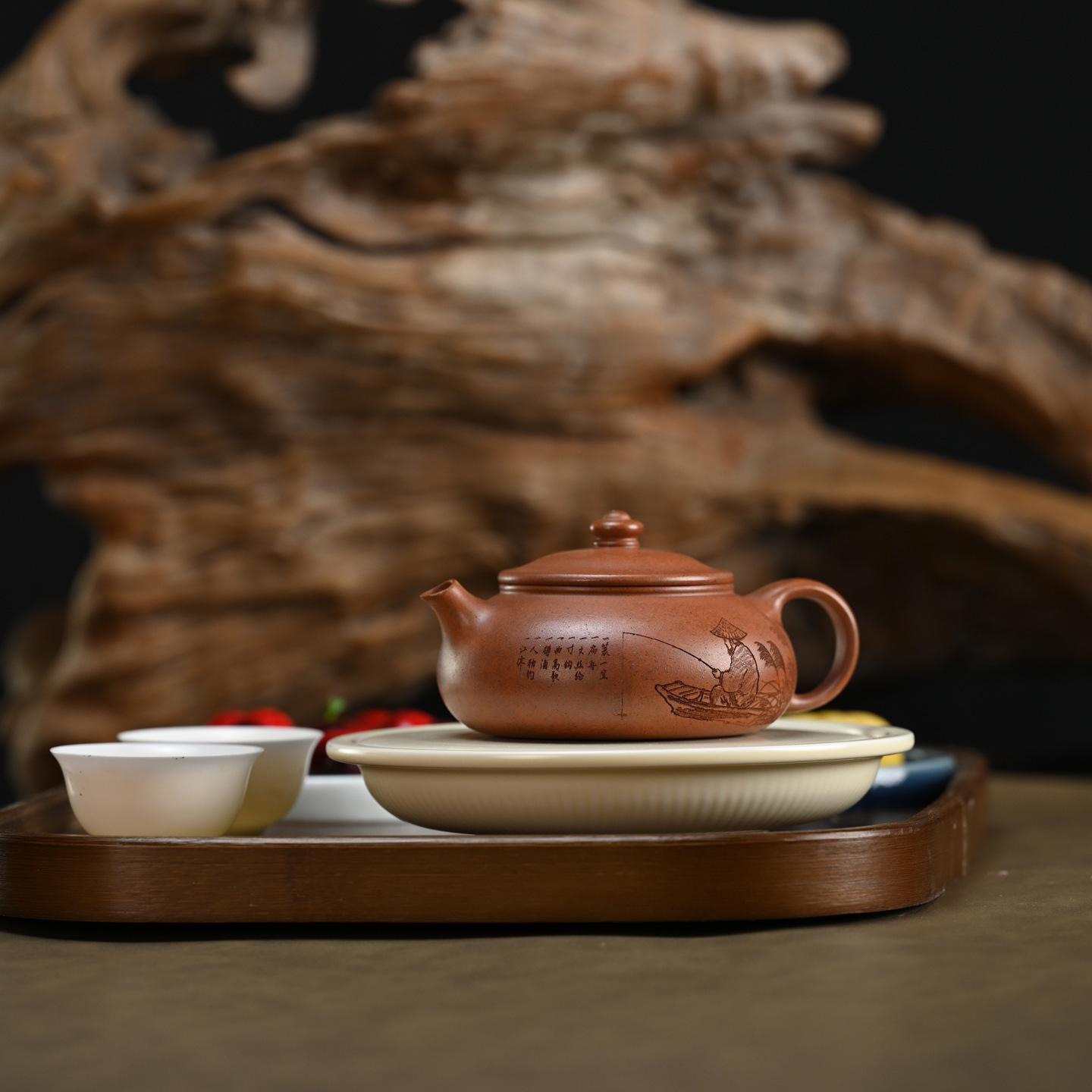 

220ml Ancient Yixing Purple Clay Teapots Handmade Angling Pot Raw Ore Mud Kettle With Infuser Zisha Tea Set Cafes Ornaments Gift
