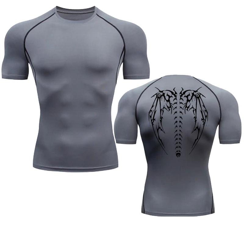 Maglietta Sportiva Uomo Maglia a Compressione Manica Corta Palestra Allenamento Corsa T-Shirt Uomo T-shirt Stampa Animeaderata Fitness Asciugatura Rapida Top