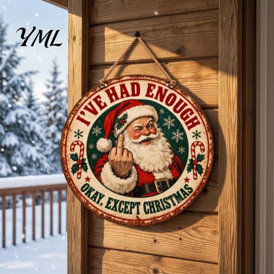 DIY Holiday Gift Accessories Santa Christmas Metal Hanging Sign, This Is My Merry Place Xmas Wall Party Fireplace Decor Plaque, Ornament for