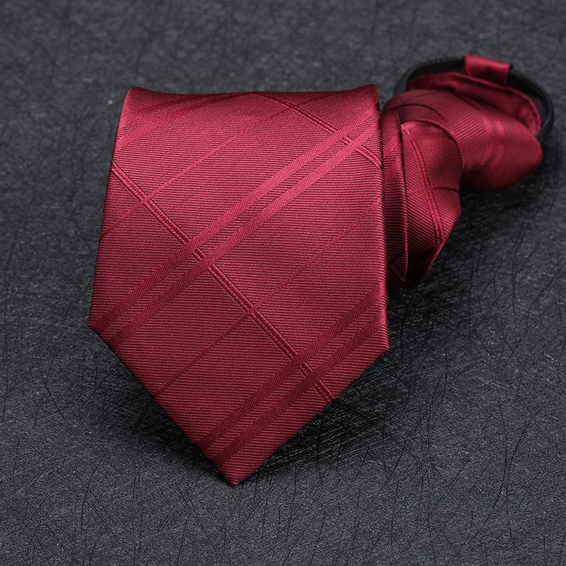 Men'S Zipper Free Dress Tie Business Red Black Professional Wedding Groom Korean Version Of A Pull Tie