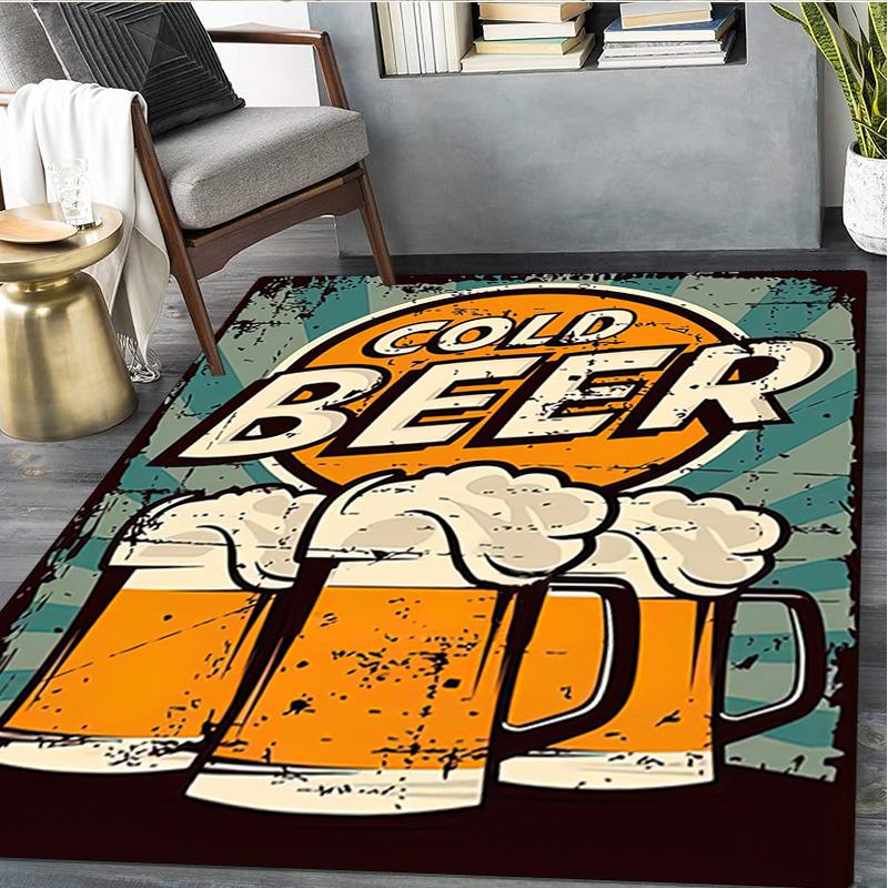 1Pc Beer Print Rug - Home Decoration Carpet For Living Room Bedroom Flooring Computer Chair Area Rug