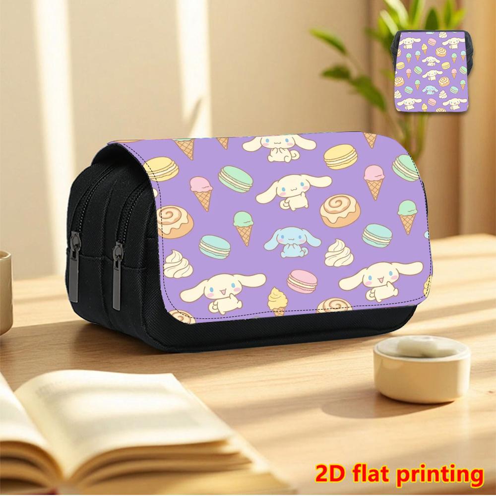 1pc Sanrio Cinnamoroll Bakery Series Double-Layer Flip-Top Case Suitable for School & Travel - Large Capacity Pencil Box & Makeup Organizer with Cinna