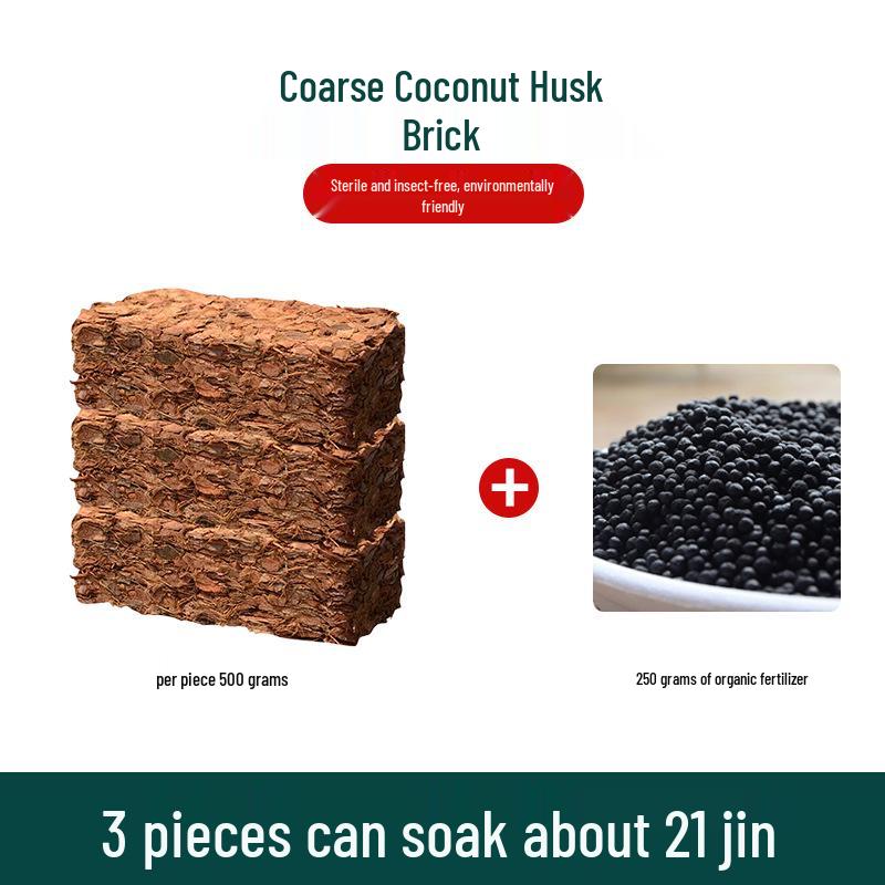 Orchid Nutrient Soil: Small Coconut Husk Bricks & Coarse Fiber for Phalaenopsis/Dendrobium Growing Medium