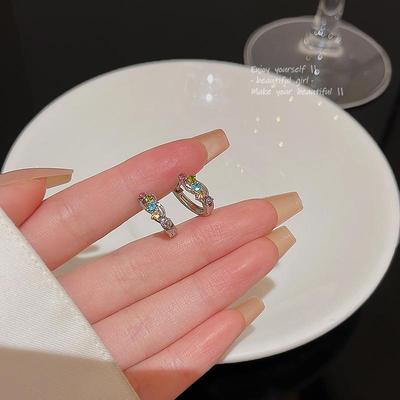 Colorful Zircon High-End Earrings: Trendy, All-Match Designer Ear Buckles