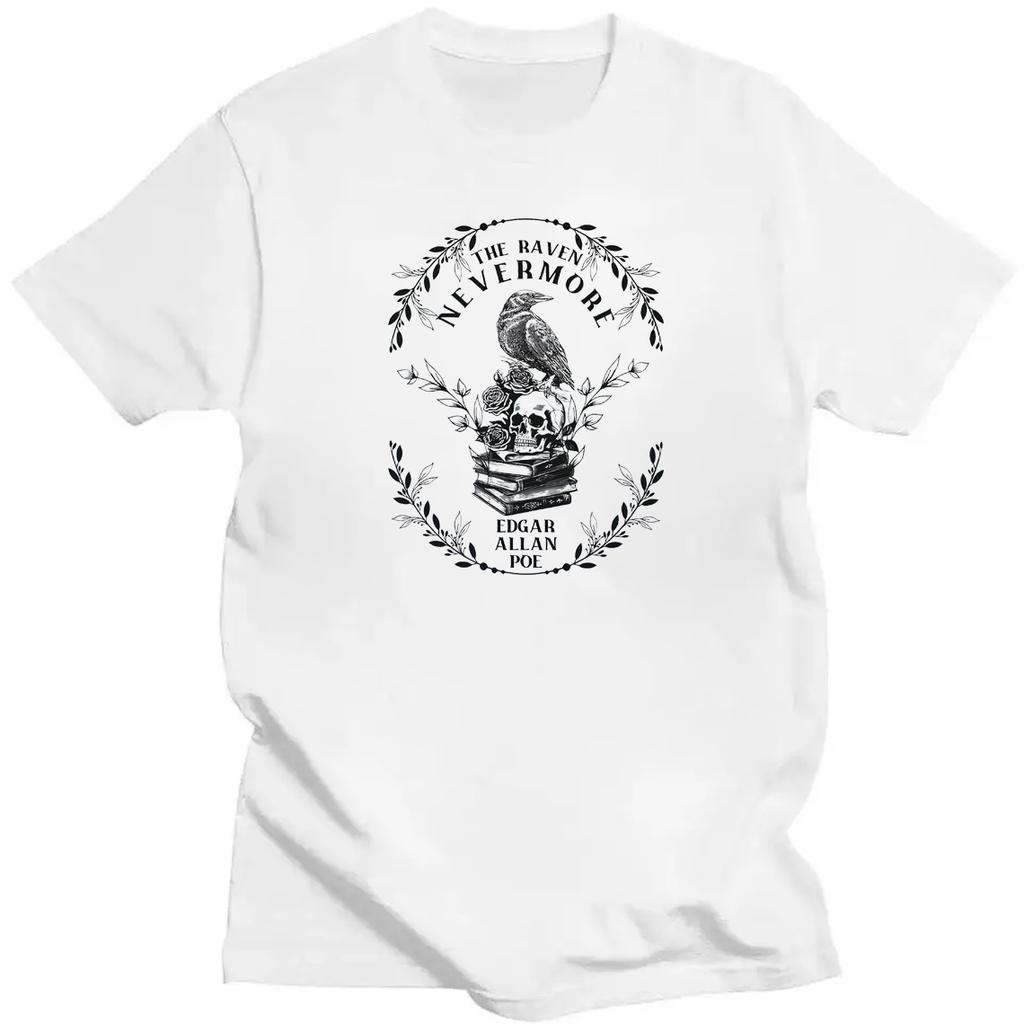 Tričko Edgar Allan Poe Nevermore Havran Tričko Milovník knih Halloween Strašidelný Gotický Dárek Světlá Tmavá Akademie Hororový Film
