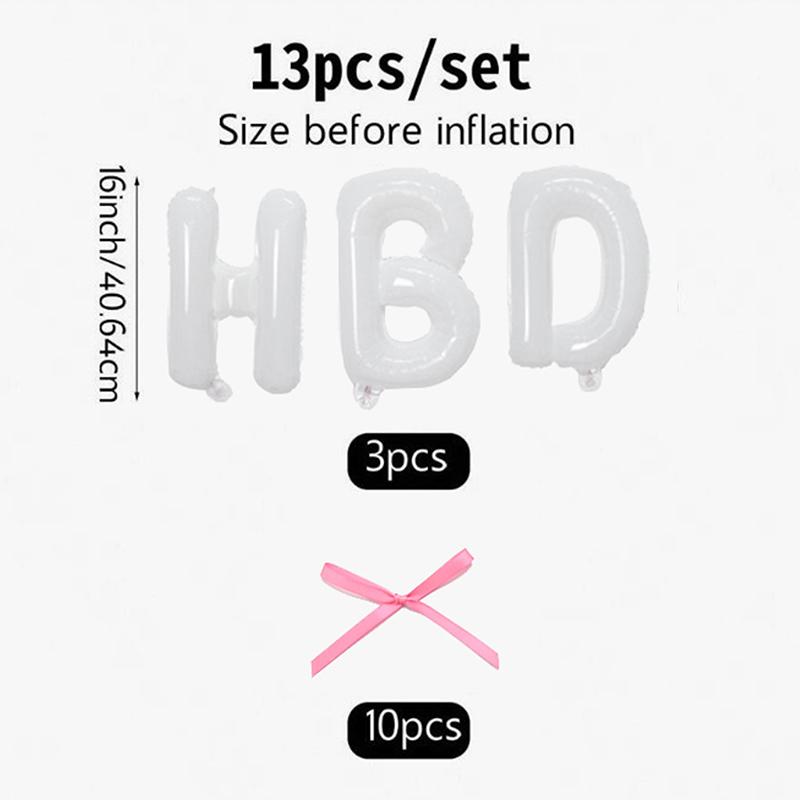 

13 шт./набор бантов HBD набор воздушных шаров праздничные атрибуты набор воздушных шаров банты украшение на день рождения 3 шт. воздушные шары 10 шт. банты белый