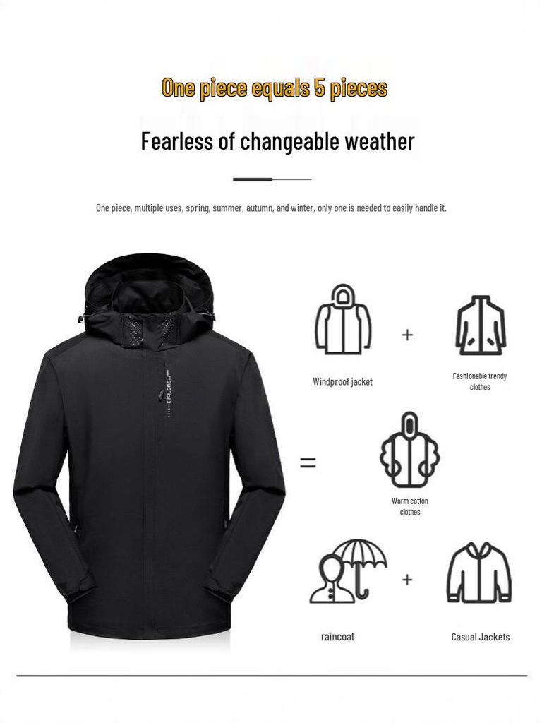 2026 Spring Unisex Outdoor Jacket with Detachable Hood & Fluorescent Bird Logo - Waterproof, Windproof, Dustproof