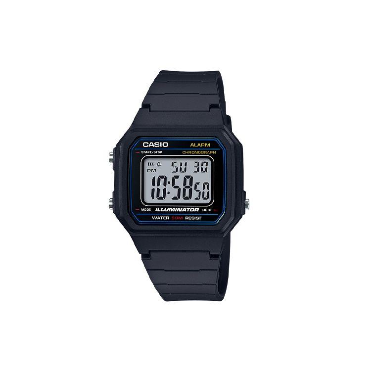 

Casio Youth Series Silicone Square Fashion Trend Simple Retro Square LCD Display Sports Waterproof Quartz Movement Resin Strap W-217H-1AVDF Regular Watch Box,Black Dial