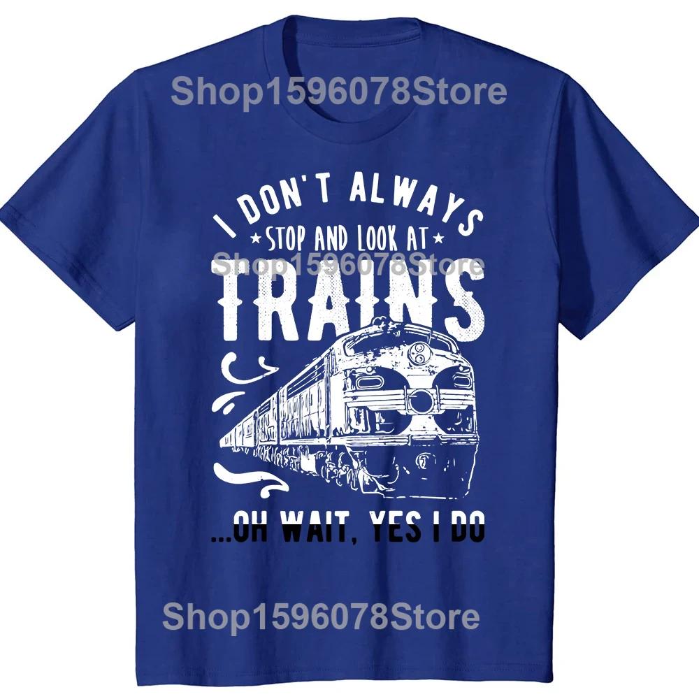 Funny I Love Trains T Shirts Tee Tops Round Neck Short-Sleeve Train Driver Retro Vintage Tshirt Clothing Casual Basic T-shirts