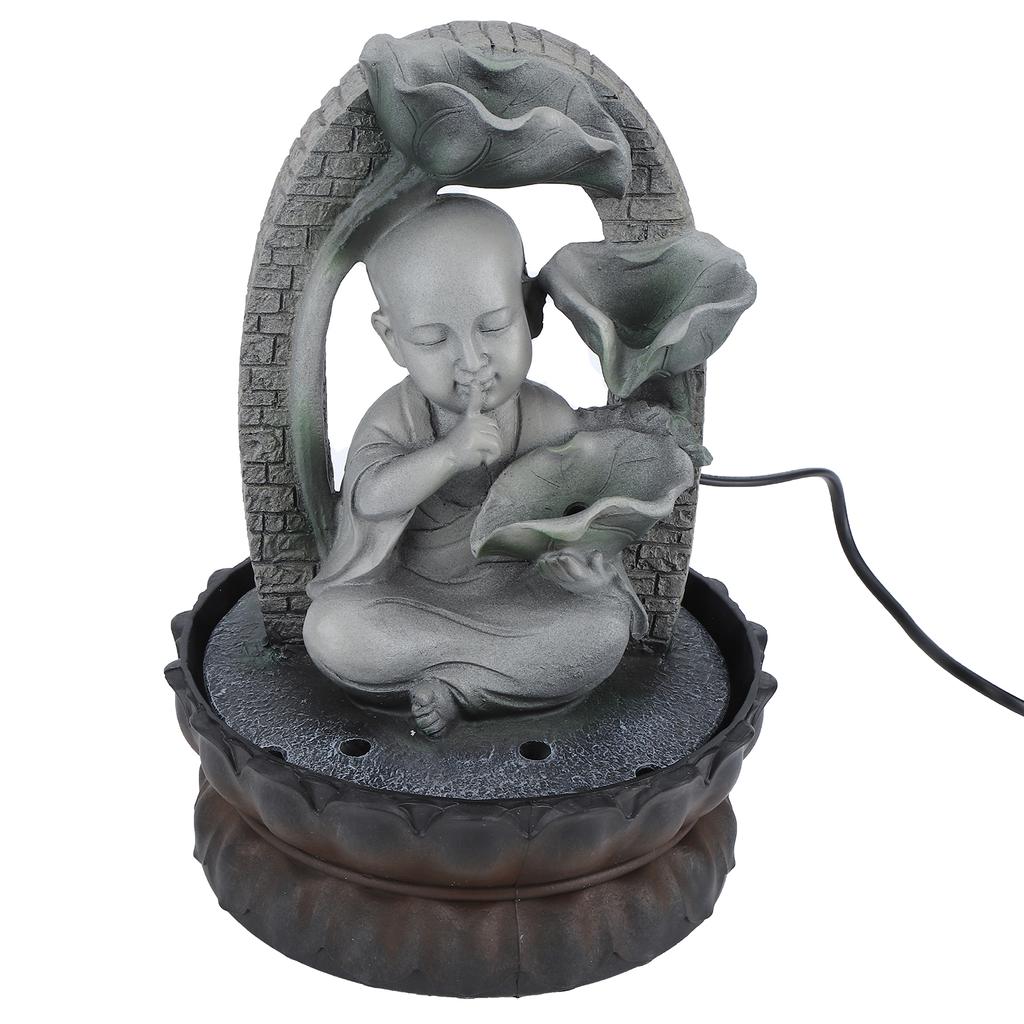 LED Resin Buddha Tabletop Waterfall Fountain Relaxing Indoor Decoration for Home OfficeUS Plug 110V