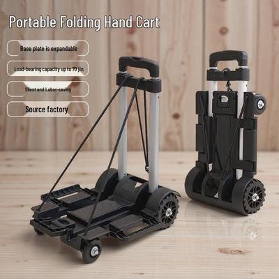 Compact Foldable Trolley with Telescopic Aluminum Handle for Home and Shopping Use