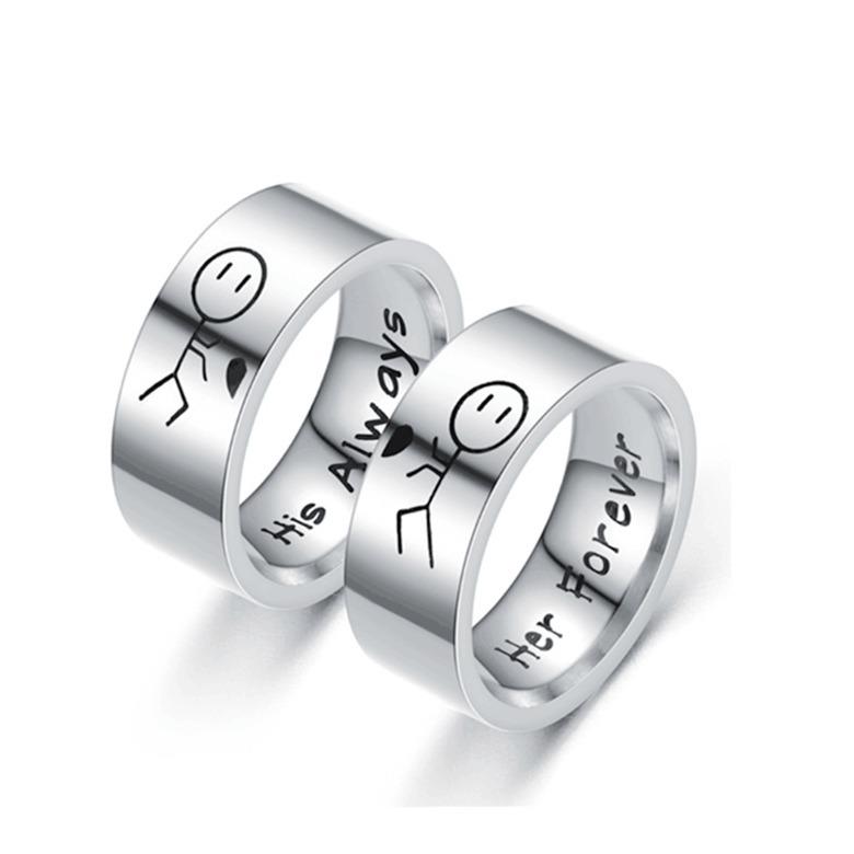 His & Her Titanium Steel Rings: European & American Hip-Hop Style Couples Jewelry