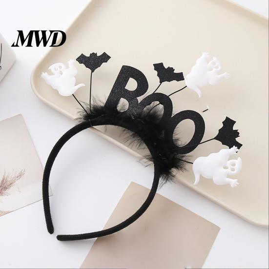 Photo Shoot Hairpiece Halloween Black Bat Headband for Women, Gothic Rose Boo Ghost Cosplay Hairband Adults Hair Accessories Festive, Party