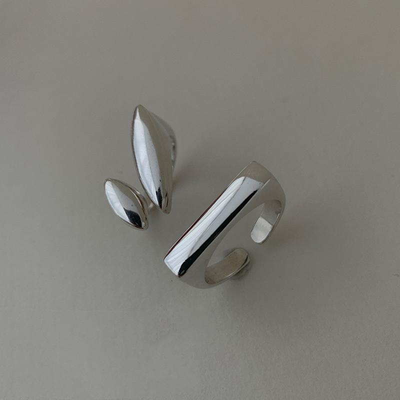 Irregular Geometric Liquid Lava Waterdrop Shaped Open Rings for Women Vintage Silver Color Metal Rings Personality Jewelry