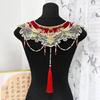 Floral Laple Shawl for Lady Girl Shawl Collar Pearls Studded Embroidered Collar