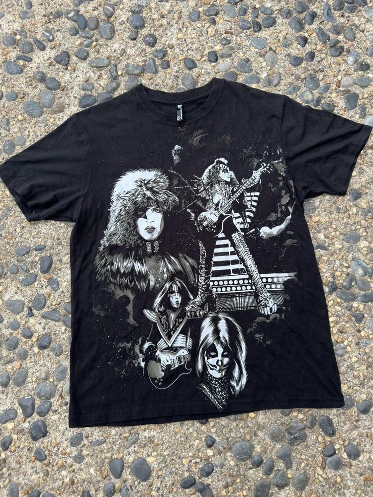 Kiss  Размер M Черная футболка с принтом группы Метал Рок Джин Симмонс Унисекс Футболка L