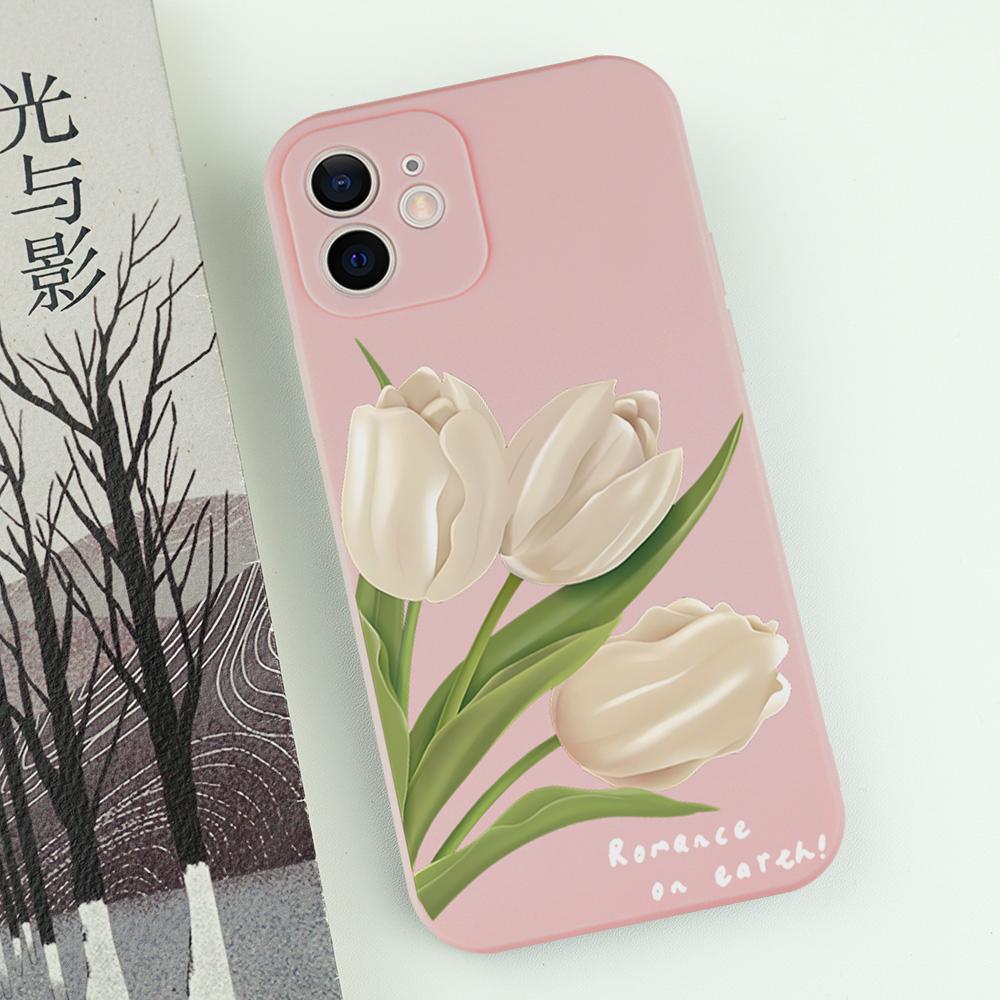 Elegant Tulip Flower Phone Case For iPhone 16 15 14 13 12 11 Pro Max Mini X XS SE4 7 8 Plus 16E Shockproof Silicone Soft Cover