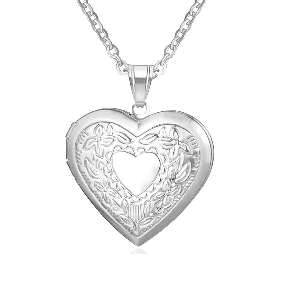 

Gold Color Heart-shaped Pendants Can Openable Frame Love Faith Stainless Steel Embossing Heart Locket Pendant Memorial Necklace