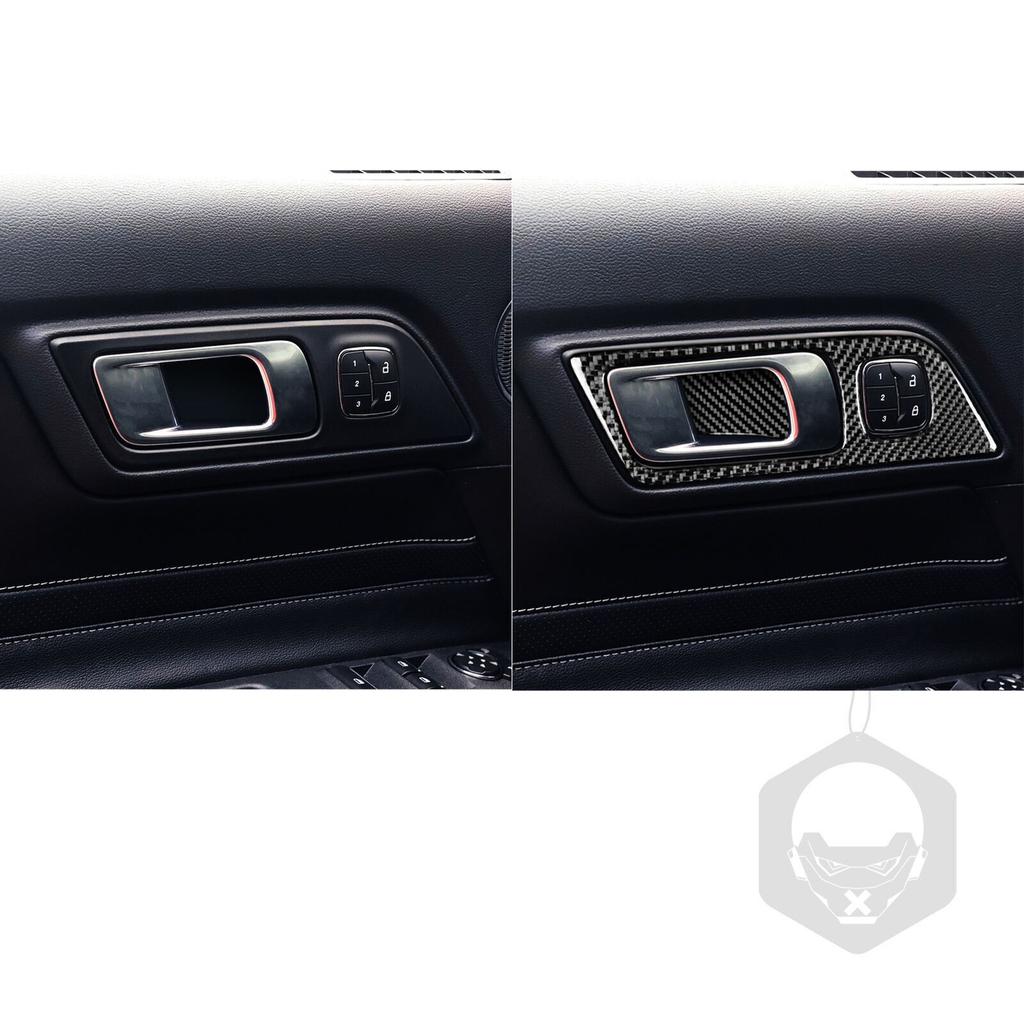 4Pcs Carbon Fiber Inner Door Lock Panel Frame Trim For Ford Mustang 2015-