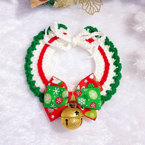 Christmas Pet Collar Friendly To Skin Exquisite Pattern Elastic Adjustable Non-Irritating Dress Up