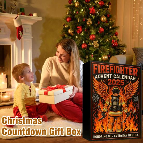 Firefighter Advent Calendar Christmas Countdown Calendar 2D Acrylic Firefighter Hanging Ornaments for Xmas Tree Decoration Festive Gift