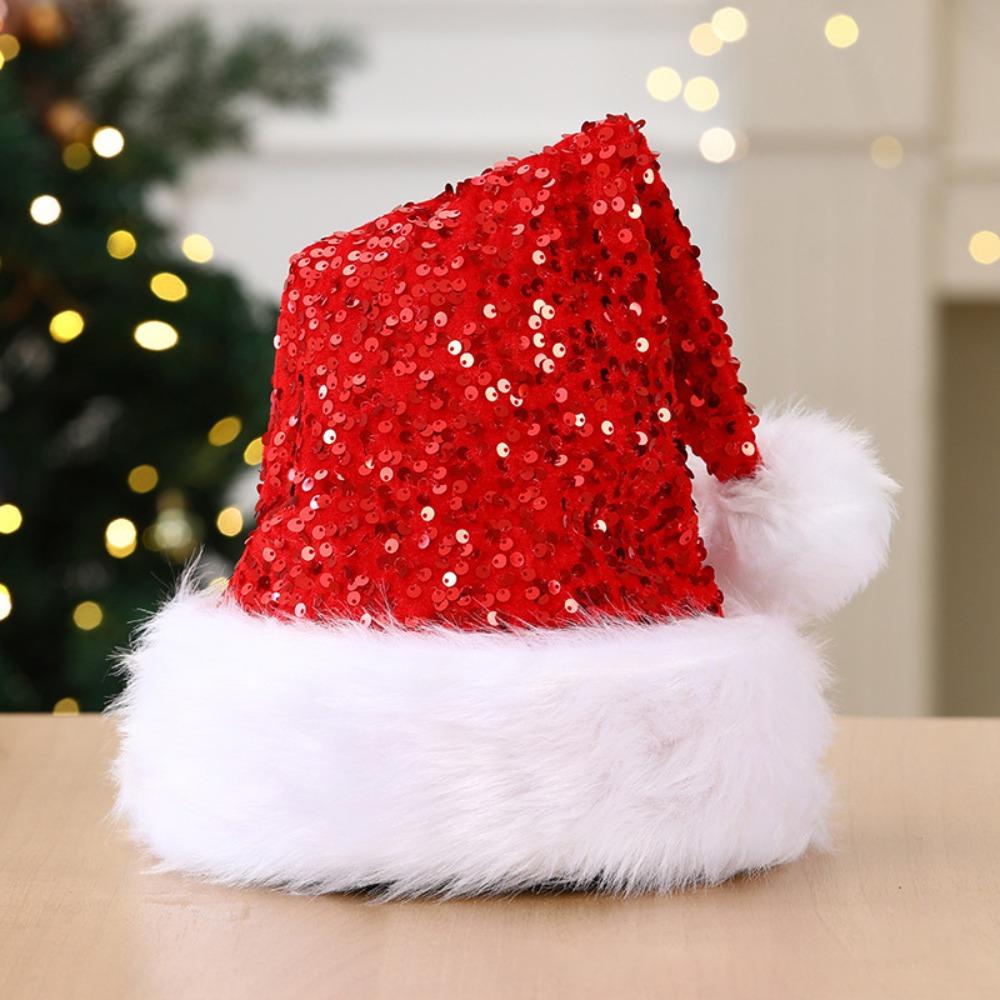 Double Layer Festive Hat Sparkling Sequins Christmas Cap New Holiday Hat Family Gatherings