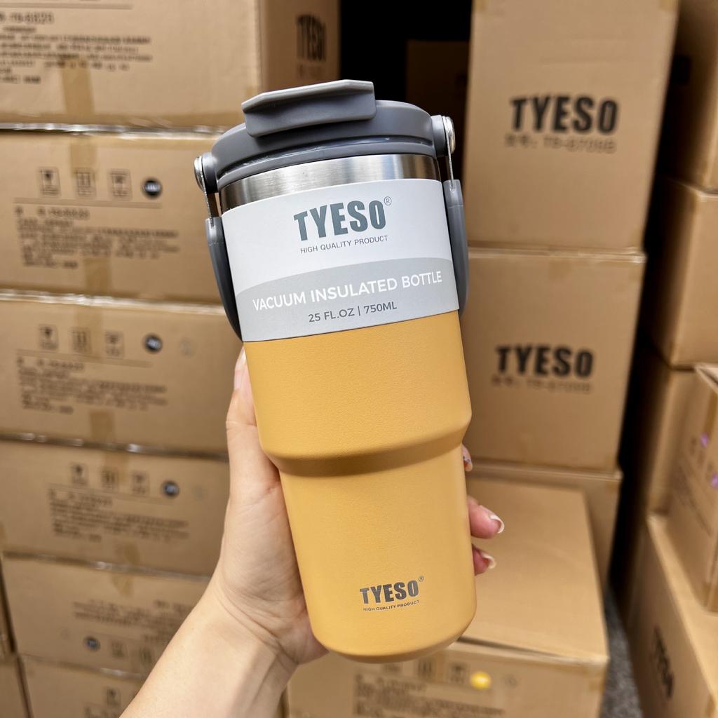 TYESO Thermal Coffee Cup Double Layer Insulation Keep Cold Car Ice Cup Large Capacity Stainless Steel Double Drink Water Bottle