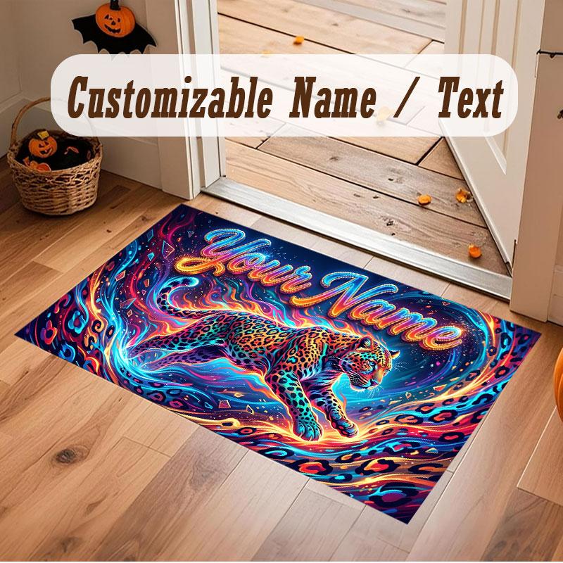 Decorative Artwork Theme Crystal Velvet Floor Rug Personalized Custom Name Text Warm Carpet Home Decoration