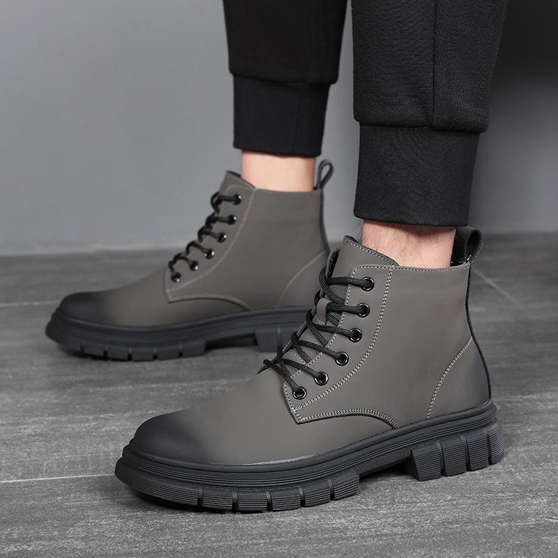 Fashion Men's Casual Autumn Winter Boots Lace-up Original Leather Shoes Tooling Work Boot Outdoors Cowboy Platform Ankle Botas Masculina