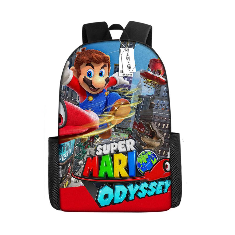 Cartoon Schoolbag Mario Backpack Satchel Pencil Case Three-Piece Set Mario Backpack