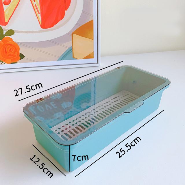 Simple Makeup Brush Storage Box Dustproof Beauty Egg Lipstick Storage Box with Cover Portable Desktop Transparent Storage Bucket